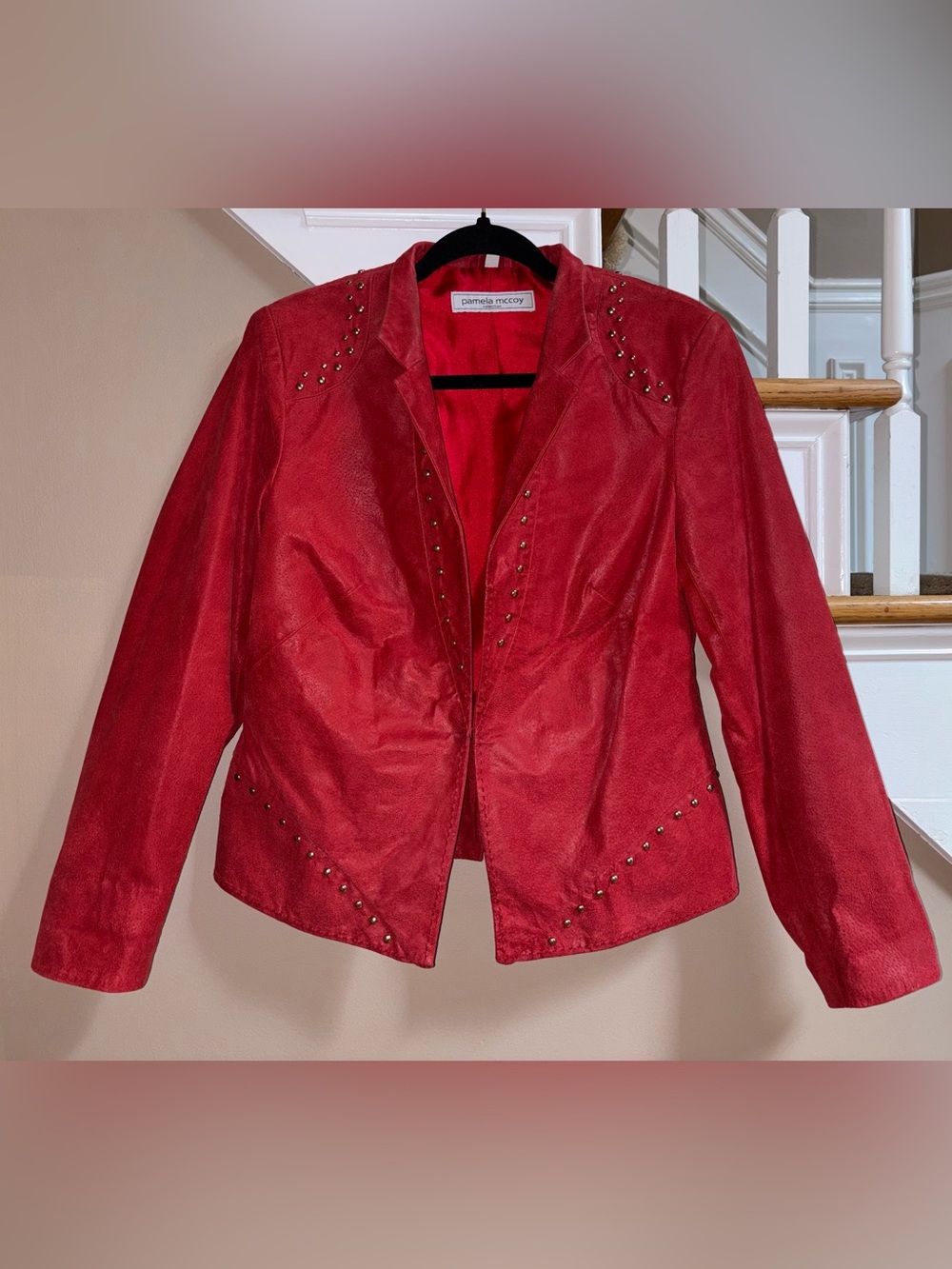 Pamela McCoy Y2K Studded Leather Blazer Jacket size Small